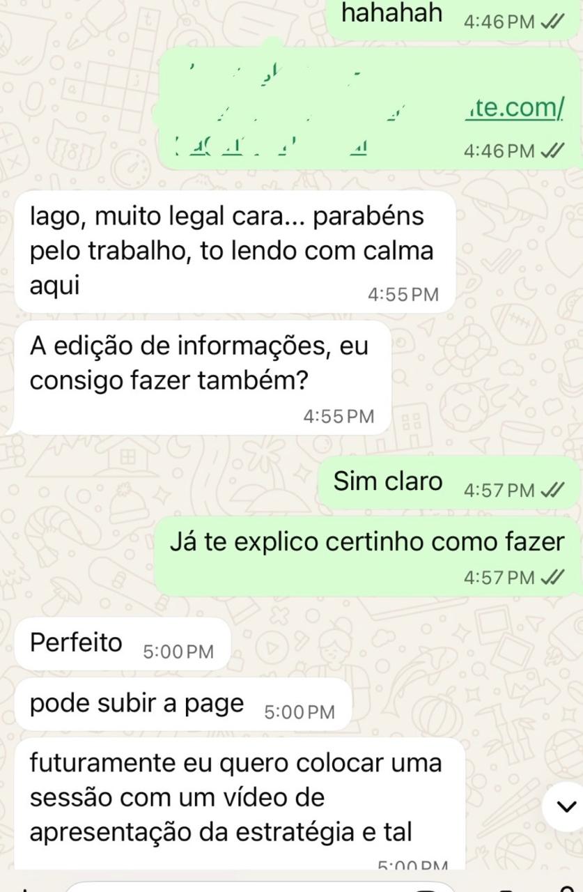 Depoimento de cliente via WhatsApp